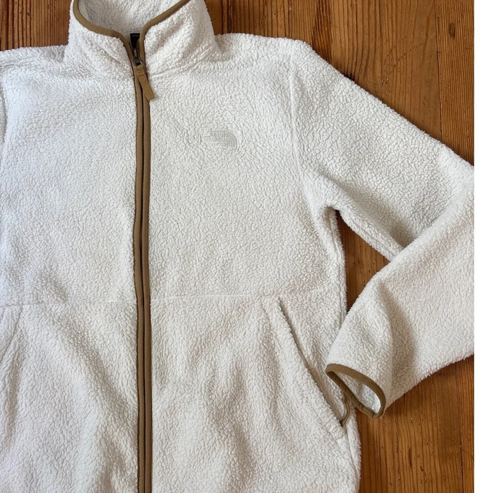 The North Face Fleece Jacket Mens White Sherpa Full Zip Mock Neck SIZE Medium